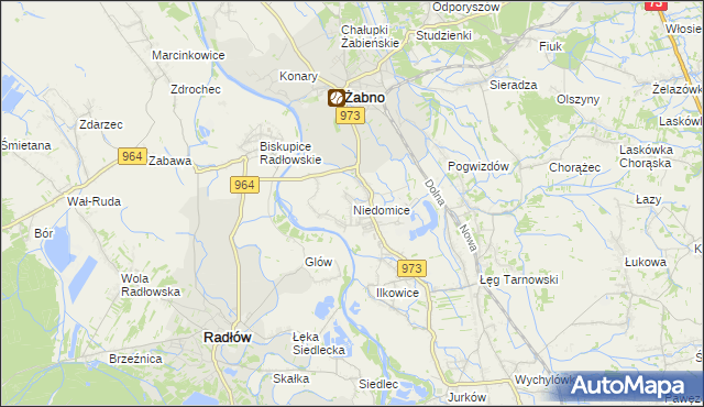 mapa Niedomice, Niedomice na mapie Targeo