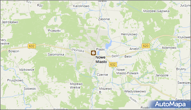 mapa Nowe Miasto powiat płoński, Nowe Miasto powiat płoński na mapie Targeo