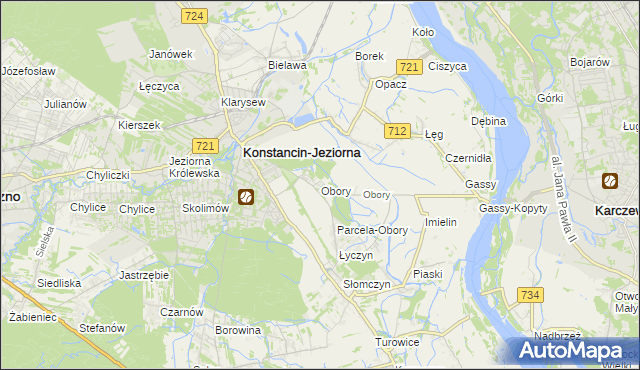 mapa Obory gmina Konstancin-Jeziorna, Obory gmina Konstancin-Jeziorna na mapie Targeo