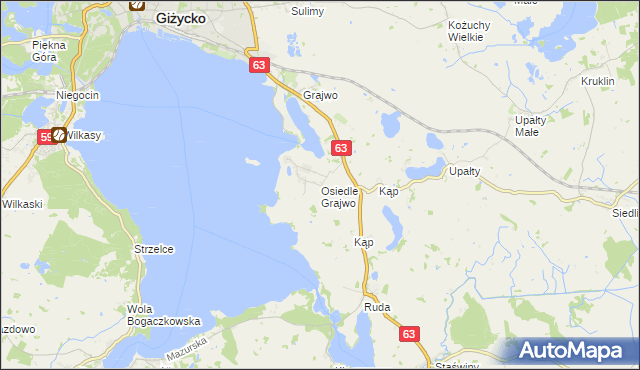 mapa Osiedle Grajwo, Osiedle Grajwo na mapie Targeo