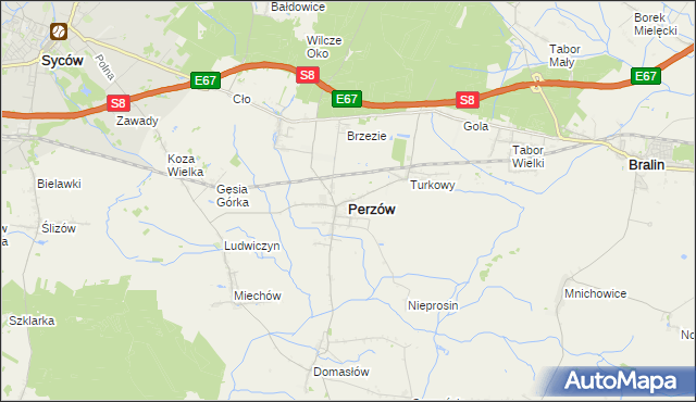 mapa Perzów, Perzów na mapie Targeo