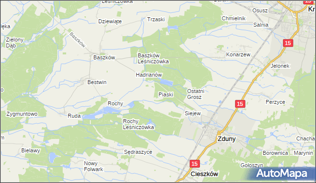 mapa Piaski gmina Zduny, Piaski gmina Zduny na mapie Targeo