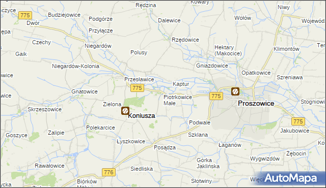 mapa Piotrkowice Małe, Piotrkowice Małe na mapie Targeo