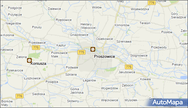 mapa Proszowice, Proszowice na mapie Targeo