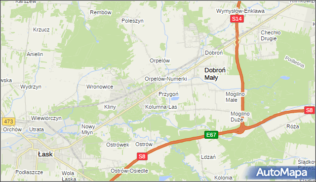 mapa Przygoń, Przygoń na mapie Targeo