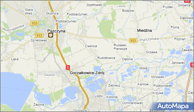 mapa Rudołtowice, Rudołtowice na mapie Targeo