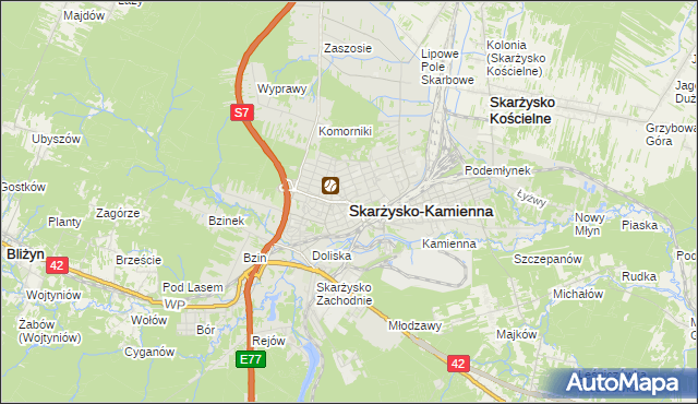 mapa Skarżysko-Kamienna, Skarżysko-Kamienna na mapie Targeo