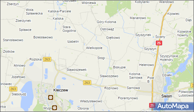 mapa Stogi gmina Kleczew, Stogi gmina Kleczew na mapie Targeo