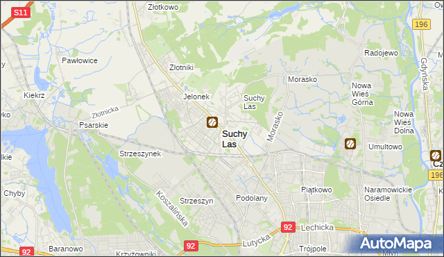 mapa Suchy Las powiat poznański, Suchy Las powiat poznański na mapie Targeo