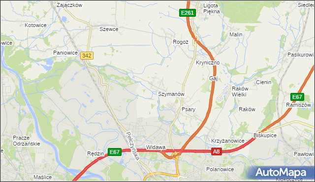 mapa Szymanów gmina Wisznia Mała, Szymanów gmina Wisznia Mała na mapie Targeo