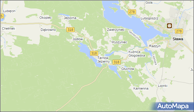 mapa Tarnów Jezierny, Tarnów Jezierny na mapie Targeo