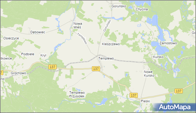 mapa Templewo, Templewo na mapie Targeo