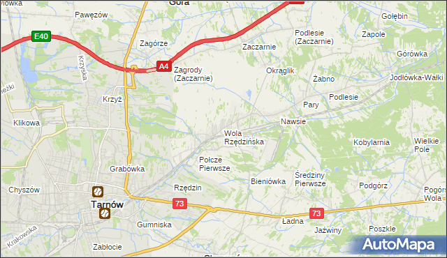 mapa Wola Rzędzińska, Wola Rzędzińska na mapie Targeo