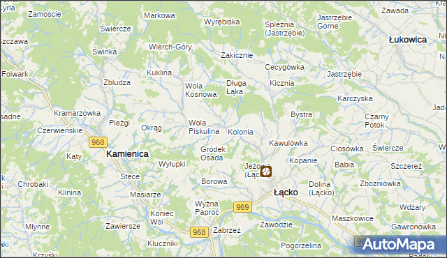 mapa Zagorzyn gmina Łącko, Zagorzyn gmina Łącko na mapie Targeo