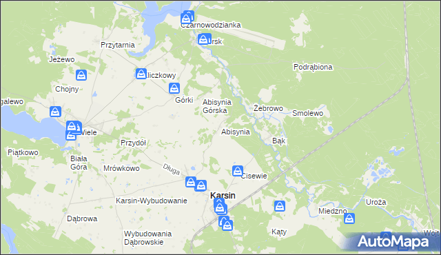 mapa Abisynia gmina Karsin, Abisynia gmina Karsin na mapie Targeo