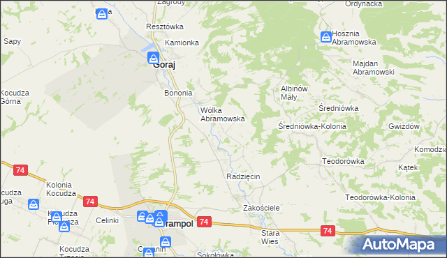 mapa Abramów gmina Goraj, Abramów gmina Goraj na mapie Targeo