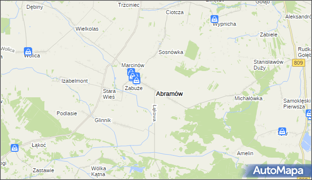 mapa Abramów powiat lubartowski, Abramów powiat lubartowski na mapie Targeo