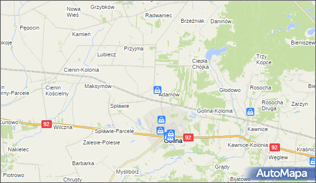 mapa Adamów gmina Golina, Adamów gmina Golina na mapie Targeo