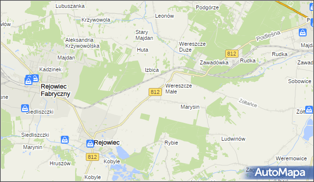 mapa Adamów gmina Rejowiec, Adamów gmina Rejowiec na mapie Targeo