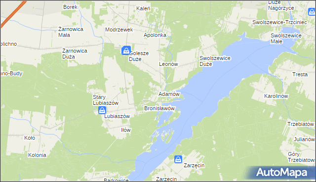 mapa Adamów gmina Wolbórz, Adamów gmina Wolbórz na mapie Targeo