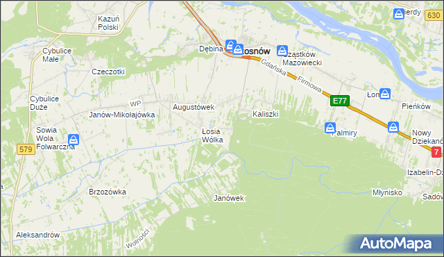 mapa Adamówek gmina Czosnów, Adamówek gmina Czosnów na mapie Targeo