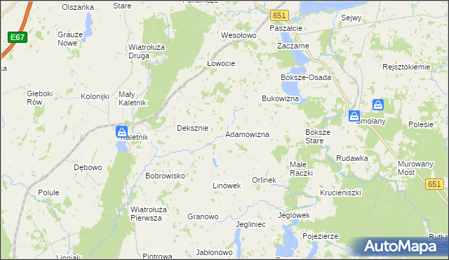 mapa Adamowizna gmina Szypliszki, Adamowizna gmina Szypliszki na mapie Targeo