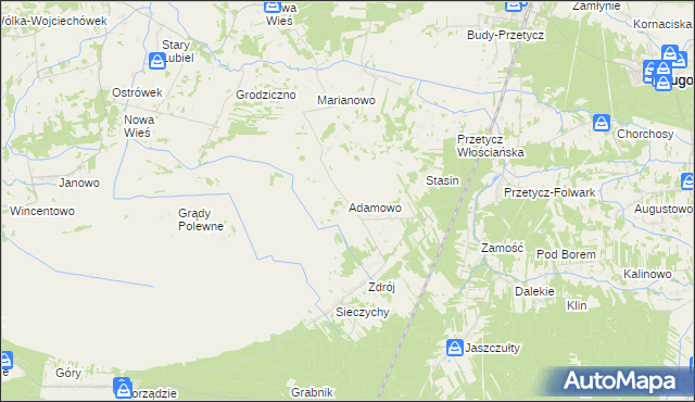 mapa Adamowo gmina Długosiodło, Adamowo gmina Długosiodło na mapie Targeo