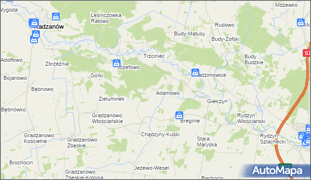 mapa Adamowo gmina Strzegowo, Adamowo gmina Strzegowo na mapie Targeo