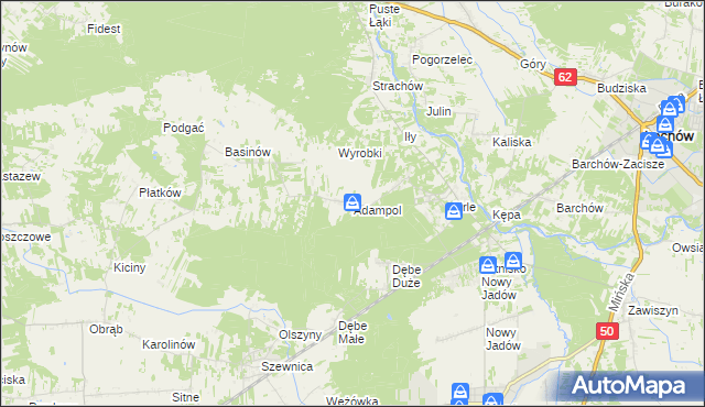 mapa Adampol gmina Jadów, Adampol gmina Jadów na mapie Targeo