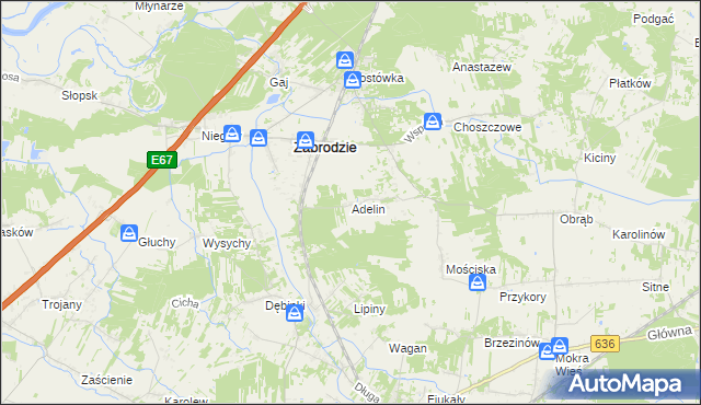 mapa Adelin gmina Zabrodzie, Adelin gmina Zabrodzie na mapie Targeo