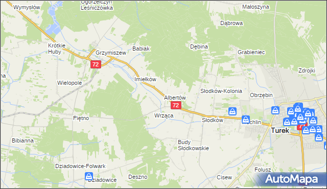 mapa Albertów gmina Turek, Albertów gmina Turek na mapie Targeo