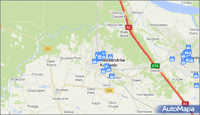 mapa Aleksandrów Kujawski, Aleksandrów Kujawski na mapie Targeo