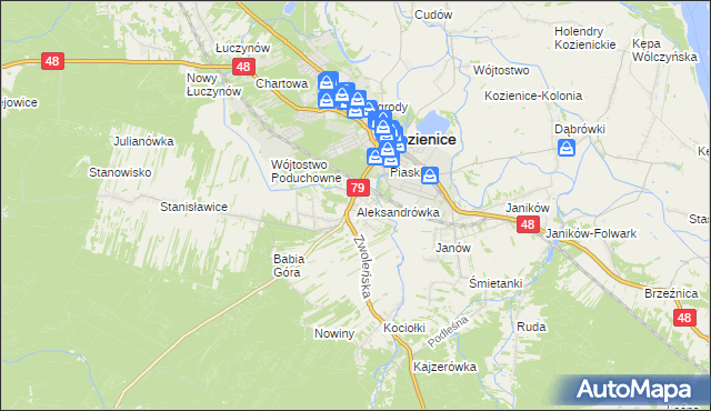 mapa Aleksandrówka gmina Kozienice, Aleksandrówka gmina Kozienice na mapie Targeo