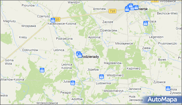 mapa Alfonsów gmina Wodzierady, Alfonsów gmina Wodzierady na mapie Targeo