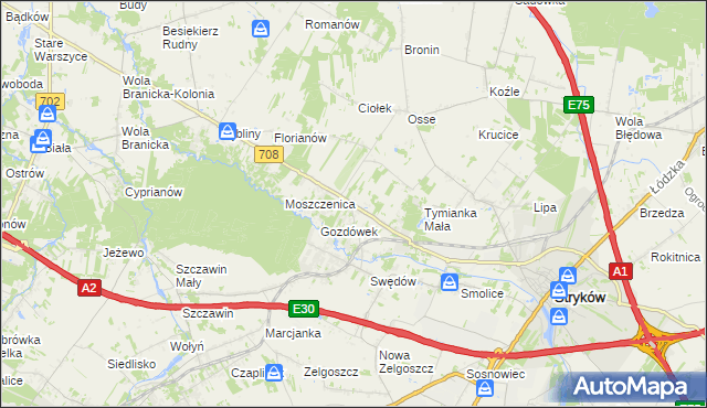 mapa Anielin Swędowski, Anielin Swędowski na mapie Targeo