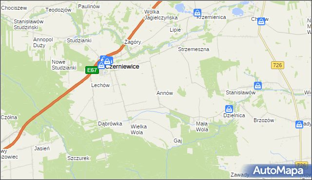 mapa Annów gmina Czerniewice, Annów gmina Czerniewice na mapie Targeo