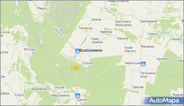 mapa Antolin gmina Budziszewice, Antolin gmina Budziszewice na mapie Targeo