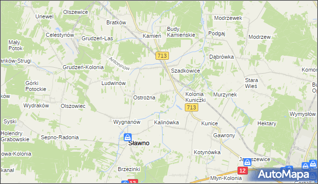 mapa Antoniówka gmina Sławno, Antoniówka gmina Sławno na mapie Targeo