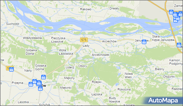 mapa Arciechówek, Arciechówek na mapie Targeo