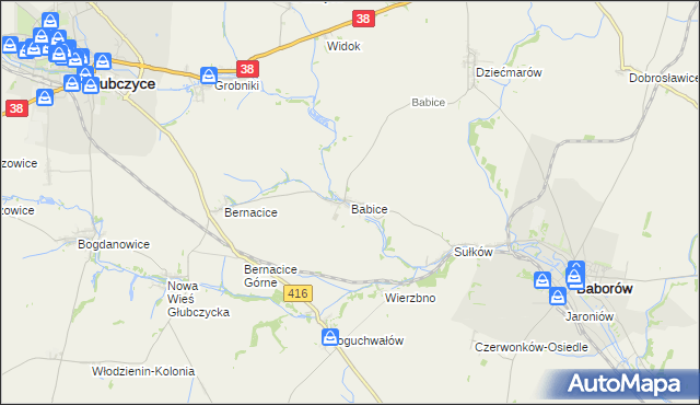 mapa Babice gmina Baborów, Babice gmina Baborów na mapie Targeo