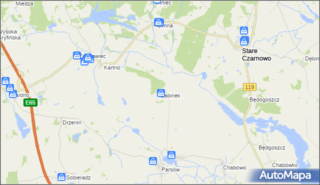 mapa Babinek gmina Bielice, Babinek gmina Bielice na mapie Targeo