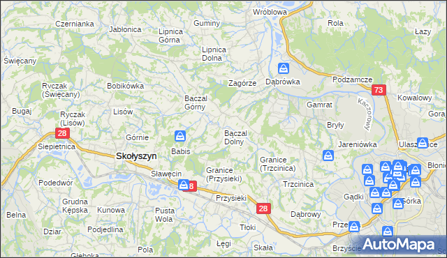 mapa Bączal Dolny, Bączal Dolny na mapie Targeo