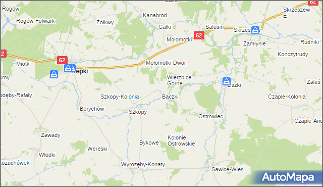 mapa Baczki gmina Repki, Baczki gmina Repki na mapie Targeo