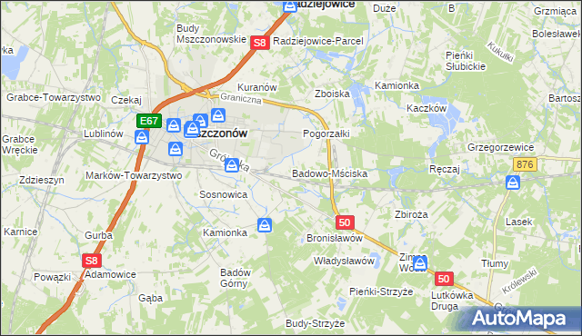 mapa Badowo-Mściska, Badowo-Mściska na mapie Targeo