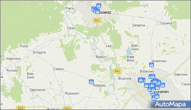 mapa Bądzyn, Bądzyn na mapie Targeo