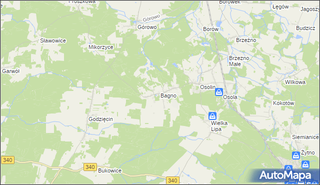 mapa Bagno gmina Oborniki Śląskie, Bagno gmina Oborniki Śląskie na mapie Targeo