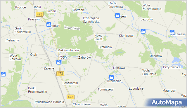 mapa Bąki gmina Zadzim, Bąki gmina Zadzim na mapie Targeo