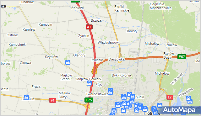 mapa Bąkowiec gmina Grabica, Bąkowiec gmina Grabica na mapie Targeo