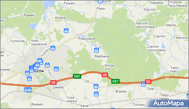 mapa Bałdowice, Bałdowice na mapie Targeo