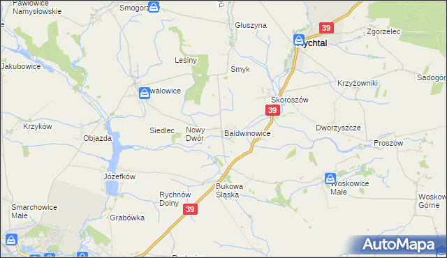 mapa Baldwinowice gmina Namysłów, Baldwinowice gmina Namysłów na mapie Targeo